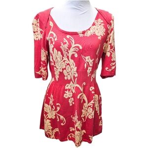 Liz Lange Maternity Knit Top Salmon Floral  Size Large